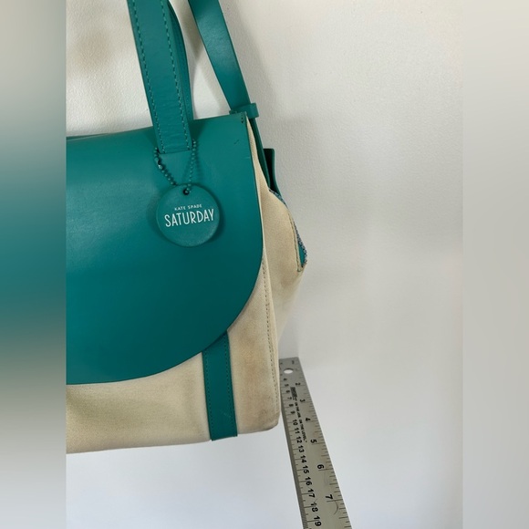Aqua and Canvas Kate Spade Saturday Purse - Picture 5 of 12